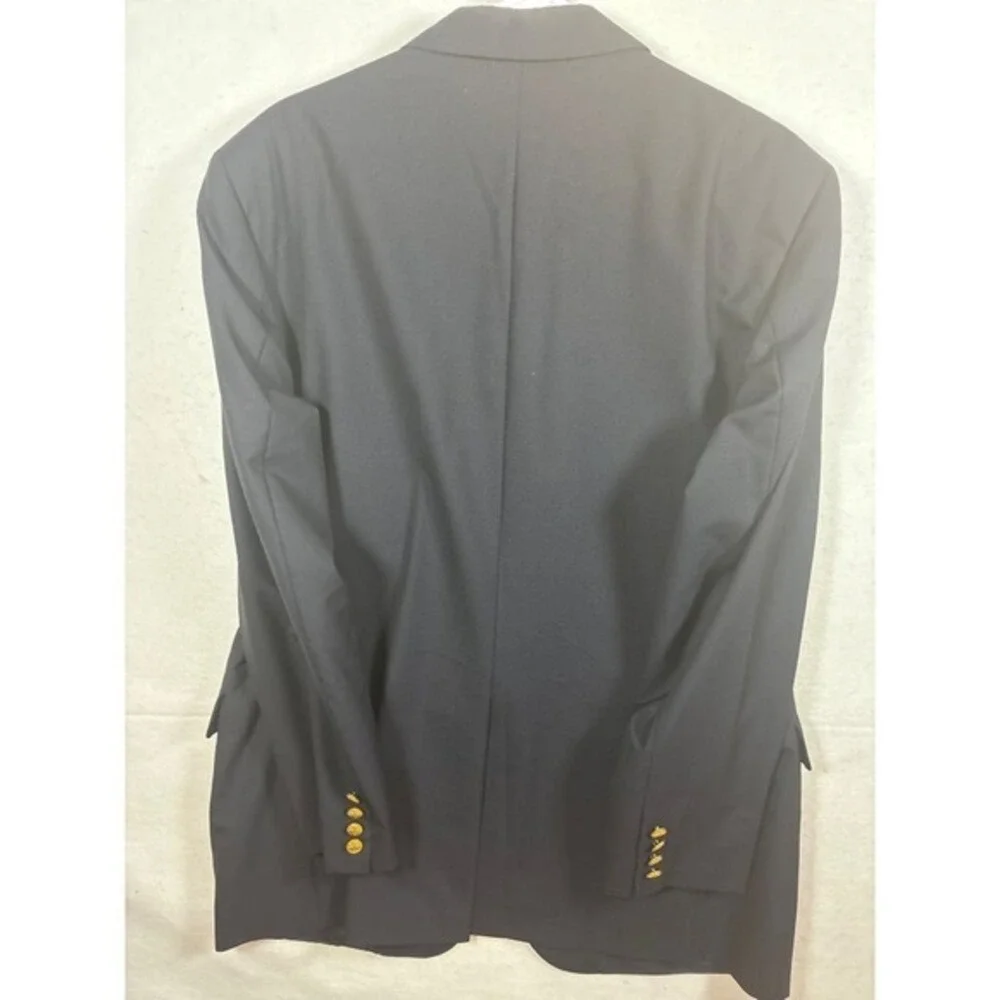 Brooks Brother Brookease Lora Piana  Black Blazer With Gold‎ Buttons 43 L